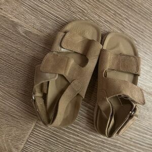 Zara Kids Tan Suede Double-Strap Sandals